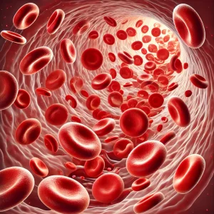 blood cells in the blood vessel